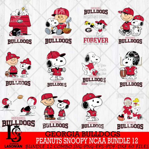Georgia Bulldogs Peanuts Snoopy Player NCAA Bundle 12 SVG DXF EPS PNG FILE,Snoopy File Cut, bundle NCAA Digital Download,Instant Download, Silhouette