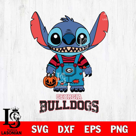Georgia Bulldogs Stitch Horror Halloween Svg Eps Dxf Png File, NCAA svg, Digital Download, Instant Download