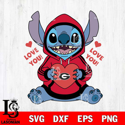 Georgia Bulldogs Stitch Love You File Cut, NCAA SVG DXF EPS PNG FILE, Digital Download , Criucut , Silhouette