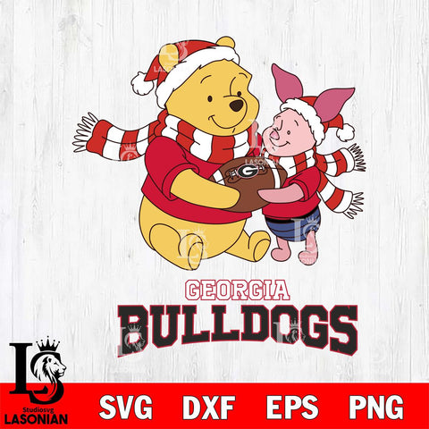 Georgia Bulldogs Winnie the Pooh & Piglet Football Cricut,Christmas SVG DXF EPS PNG FILE, NCAA Digital Download,Instant Download, Silhouette