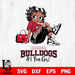 Georgia Bulldogs #1 Black Fan Girl Betty Boop, Svg Eps Dxf Png File, Digital Download
