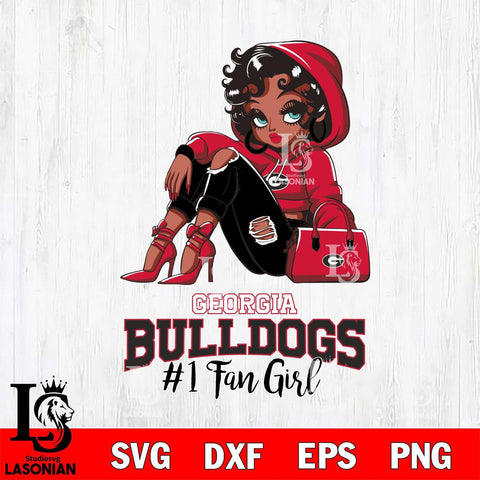 Georgia Bulldogs #1 beauty Black Fan Girl, Svg Eps Dxf Png File, Digital Download