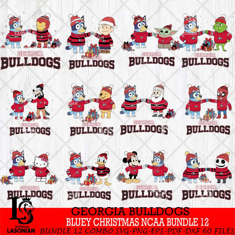 Georgia Bulldogs  Bluey friends christmas NCAA Bundle File Cut,Bundle NCAA SVG DXF EPS PNG FILE, Digital Download,Instant Download, Silhouette