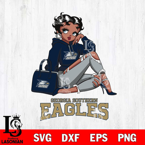Georgia Southern Eagles Awesome Black Fan Girl Betty Boop, Svg Eps Dxf Png File, Digital Download