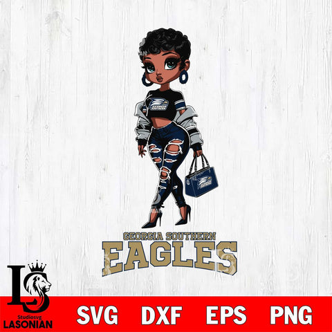 Georgia Southern Eagles Beautiful Black Fan Girl, Svg Eps Dxf Png File, Digital Download