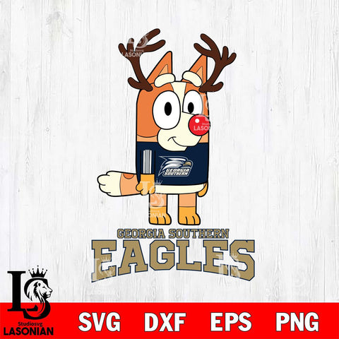Georgia Southern Eagles Bluey Chilli Christmas Deer Svg Eps Dxf Png File, Digital Download