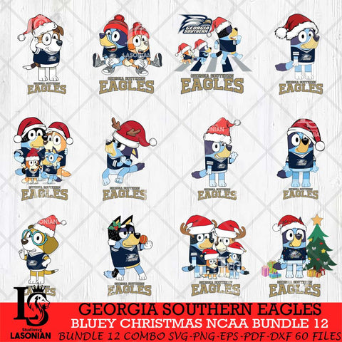 Georgia Southern Eagles Bluey Christmas NCAA Bundle 12 Cricut File Cut Files , Bluey Cricut , Christmas Svg , Bluey svg , Digital Download, dxf eps png pdf file
