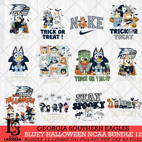 Georgia Southern Eagles Bluey Halloween NCAA 12 SVG Eps Dxf Png File, Bundle NCAA svg, Digital Download, Instant Download