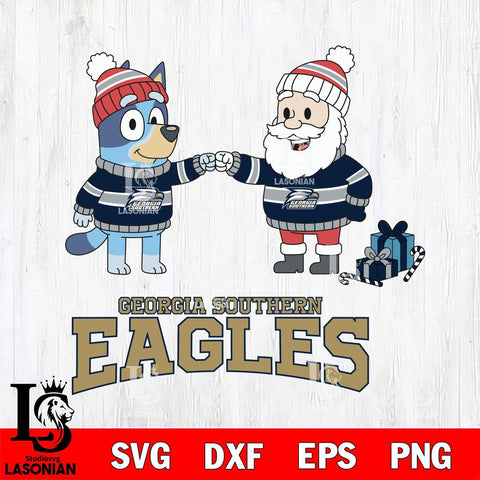 Georgia Southern Eagles Bluey With Satan Christmas File Cut, NCAA SVG DXF EPS PNG FILE, Digital Download,Instant Download, Silhouette
