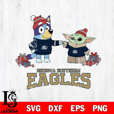 Georgia Southern Eagles Bluey With Yoda Christmas File Cut, NCAA SVG DXF EPS PNG FILE, Digital Download,Instant Download, Silhouette