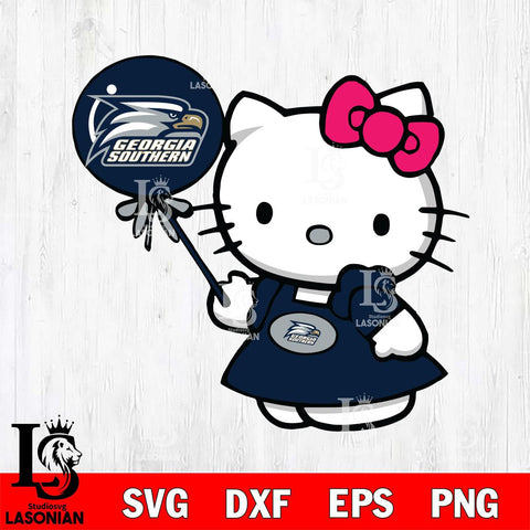 Georgia Southern Eagles Cute Hello Kitty 2 Svg Eps Dxf Png File, Digital Download, Instant Download