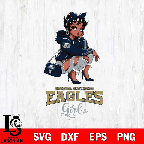 Georgia Southern Eagles Fashion Black Fan Girl Betty Boop, Svg Eps Dxf Png File, Digital Download