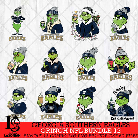Georgia Southern Eagles Grinch NCAA Bundle 12 SVG Eps Dxf Png File, Digital Download, Instant Download
