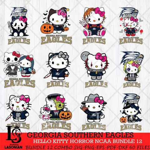 Georgia Southern Eagles Hello Kitty Horror NCAA Bundle 12 SVG Svg Eps Dxf Png File, Digital Download