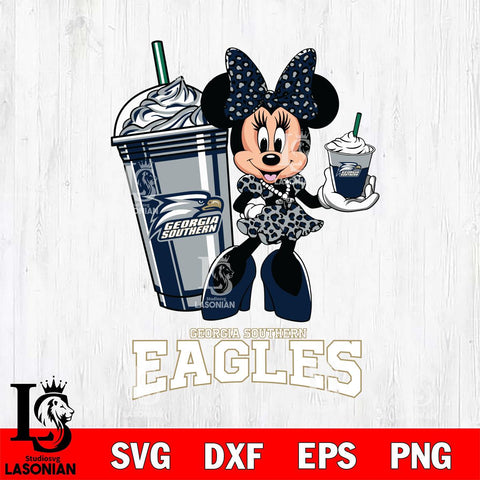 Georgia Southern Eagles Minnie Mouse Fan And Coffee Svg Eps Dxf Png File, Digital Download, Instant Download