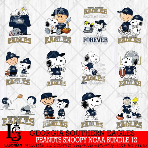 Georgia Southern Eagles Peanuts Snoopy Player NCAA Bundle 12 SVG DXF EPS PNG FILE,Snoopy File Cut, bundle NCAA Digital Download,Instant Download, Silhouette