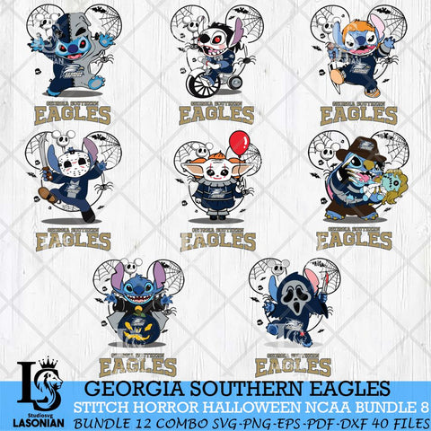 Georgia Southern Eagles Stitch Horror Halloween Bundle NCAA Svg Eps Dxf Png File, Digital Download, Instant Download
