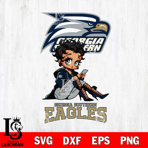 Georgia Southern Eagles Style Black Fan Girl Betty Boop, Svg Eps Dxf Png File, Digital Download