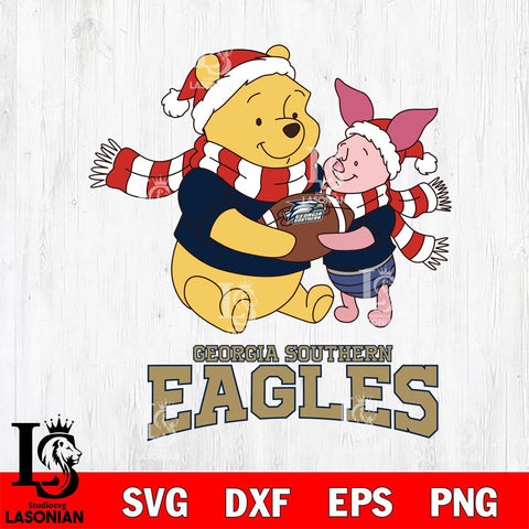 Georgia Southern Eagles Winnie the Pooh & Piglet Football Cricut,Christmas SVG DXF EPS PNG FILE, NCAA Digital Download,Instant Download, Silhouette