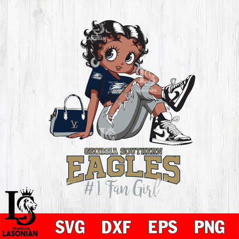Georgia Southern Eagles #1 Black Fan Girl Betty Boop, Svg Eps Dxf Png File, Digital Download