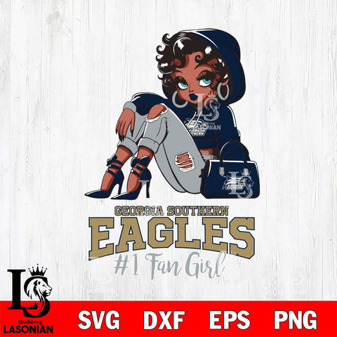 Georgia Southern Eagles #1 beauty Black Fan Girl, Svg Eps Dxf Png File, Digital Download
