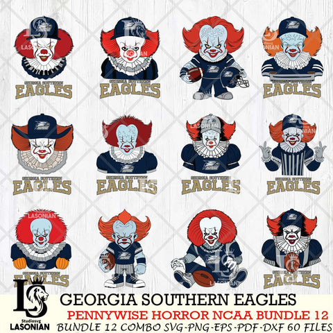 Georgia Southern Eagles  Pennywise Horror NCAA Bundle 12 SVG Svg Eps Dxf Png File, Digital Download