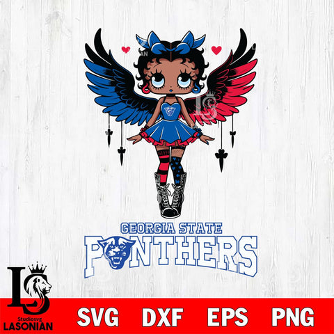 Georgia State Panthers Anglel Black Fan Girl Betty Boop, Svg Eps Dxf Png File, Digital Download