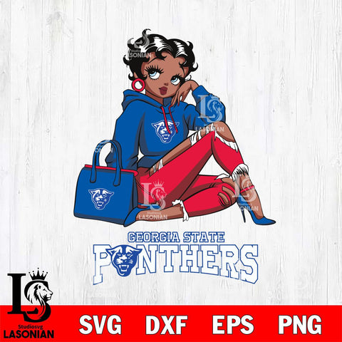 Georgia State Panthers Awesome Black Fan Girl Betty Boop, Svg Eps Dxf Png File, Digital Download