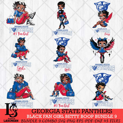 Georgia State Panthers Black Fan Girl Betty Boop Bundle 9, Svg Eps Dxf Png File, Digital Download