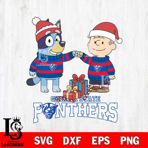 Georgia State Panthers Bluey With Charlie Brown Christmas File Cut, NCAA SVG DXF EPS PNG FILE, Digital Download,Instant Download, Silhouette