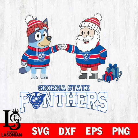 Georgia State Panthers Bluey With Satan Christmas File Cut, NCAA SVG DXF EPS PNG FILE, Digital Download,Instant Download, Silhouette