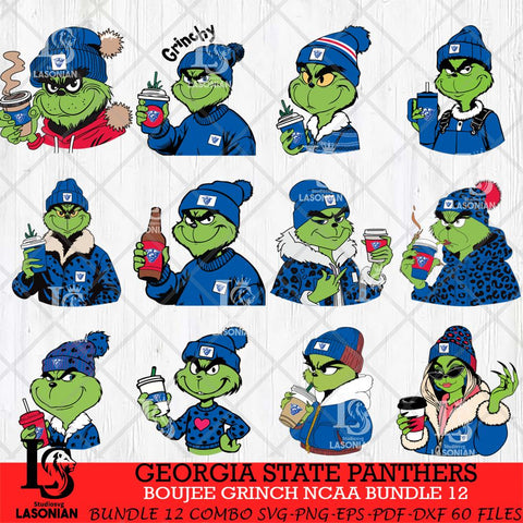 Georgia State Panthers Boujee Grinch NCAA Bundle 12 SVG Eps Dxf Png File, Digital Download, Instant Download