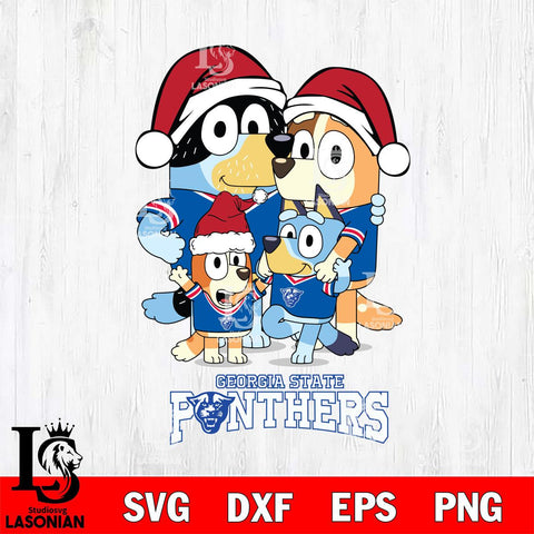 Georgia State Panthers Christmas Bluey Family Sport Cut Files,Bluey Cricut,Christmas Svg , Bluey svg , Digital Download, dxf eps png pdf file