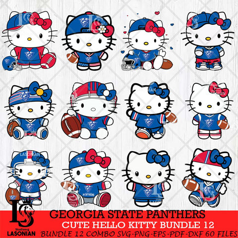 Georgia State Panthers Cute Hello Kitty Bundle 12 SVG Eps Dxf Png File, NCAA Bundle svg, Digital Download, Instant Download