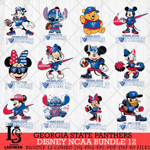 Georgia State Panthers Disney NCAA Bundle Svg PNG 12 Svg Eps Dxf Png File, Digital Download