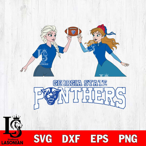 Georgia State Panthers Elsa & Anna Football Cricut,Christmas SVG DXF EPS PNG FILE, NCAA Digital Download,Instant Download, Silhouette