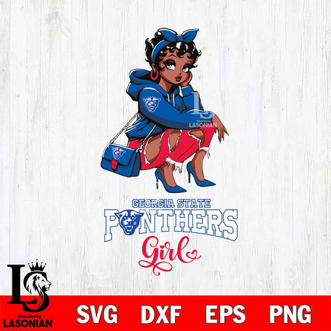 Georgia State Panthers Fashion Black Fan Girl Betty Boop, Svg Eps Dxf Png File, Digital Download