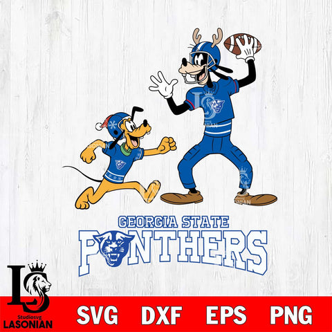 Georgia State Panthers Goofy & Pluto Football Cricut,Christmas SVG DXF EPS PNG FILE, NCAA Digital Download,Instant Download, Silhouette