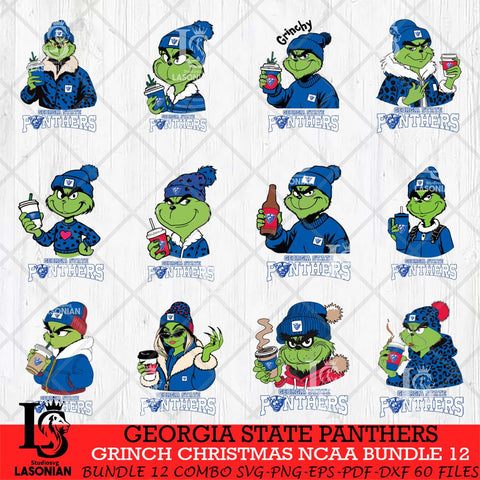 Georgia State Panthers Grinch Christmas NCAA Bundle 12 Svg Eps Dxf Png File,Cricut files, Digital Download, Instant Download