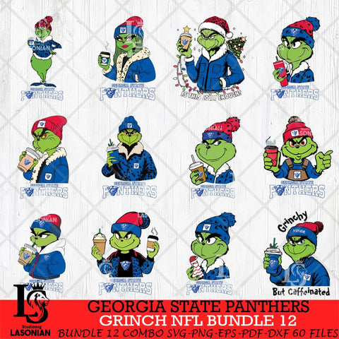 Georgia State Panthers Grinch NCAA Bundle 12 SVG Eps Dxf Png File, Digital Download, Instant Download
