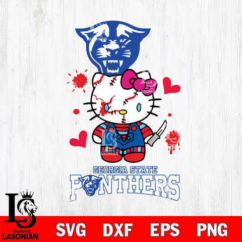 Georgia State Panthers Hello Kitty Horror 2 Svg Eps Dxf Png File, Digital Download
