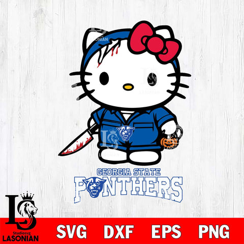 Georgia State Panthers Hello Kitty Horror 5 Svg Eps Dxf Png File, Digital Download