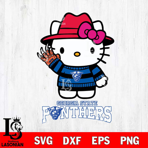 Georgia State Panthers Hello Kitty Horror 6 Svg Eps Dxf Png File, Digital Download