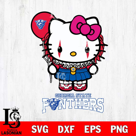 Georgia State Panthers Hello Kitty Horror 7 Svg Eps Dxf Png File, Digital Download