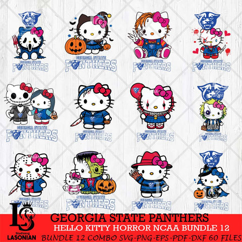 Georgia State Panthers Hello Kitty Horror NCAA Bundle 12 SVG Svg Eps Dxf Png File, Digital Download