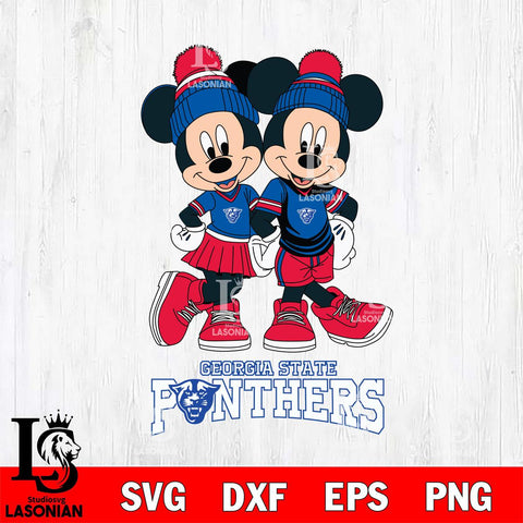 Georgia State Panthers Mickey And Minnie Mouse Football Svg Eps Dxf Png File, NCAA svg , File Cut , Digital Download , Instant Download, Cut Svg Files