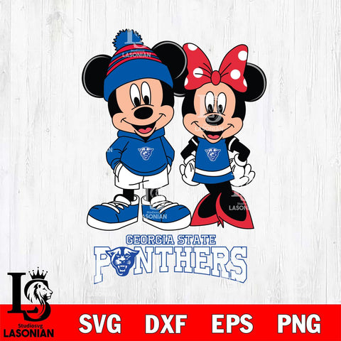 Georgia State Panthers Mickey Minnie Mouse Cute Football Svg Eps Dxf Png File, NCAA svg , File Cut , Digital Download , Instant Download, Cut Svg Files