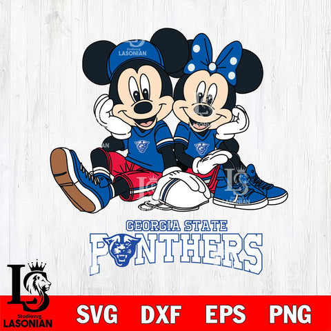 Georgia State Panthers Mickey Minnie Mouse Football Sit Svg Eps Dxf Png File, NCAA svg , File Cut , Digital Download , Instant Download, Cut Svg Files