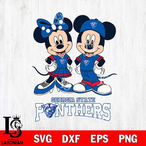 Georgia State Panthers Mickey Minnie Mouse rugby ball Svg Eps Dxf Png File, NCAA svg , File Cut , Digital Download , Instant Download, Cut Svg Files