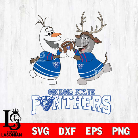 Georgia State Panthers Olaf & Sven Football Cricut,Christmas SVG DXF EPS PNG FILE, NCAA Digital Download,Instant Download, Silhouette